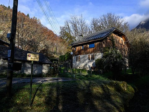 The house where three children were found dead is pictured in Taninges, on November 13, 2024. 