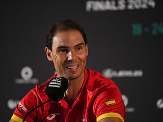 Rafael Nadal of Team Spain speaks during a press conference ahead of the Davis Cup tennis tournament, in Fuengirola, near Malaga, on Monday.