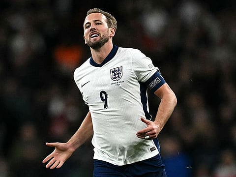 England's striker Harry Kane reacts during the Uefa Nations League match against Ireland at Wembley Stadium in London on Sunday.