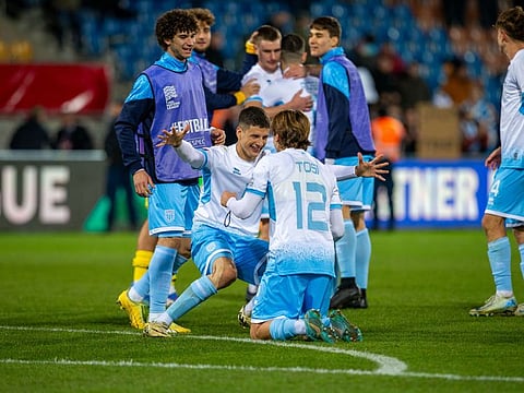 San Marino celebrate their triumph