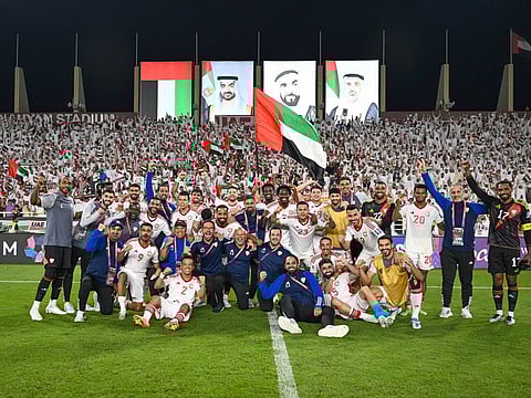 UAE celebrate their victory against Qatar