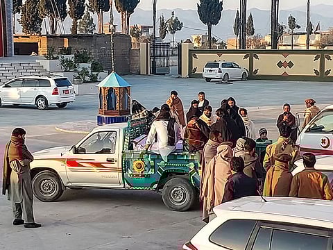 Relatives transport a dead body of a victim who was killed in sectarian attacks in Kurram district at a mosque in Parachinar, the mountainous Khyber Pakhtunkhwa province. 