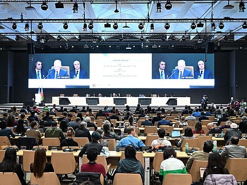 COP29 President Mukhtar Babayev speaks at a first closing plenary of the COP29 Climate Conference in Baku on November 23, 2024. 
