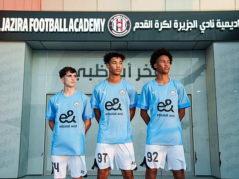 From left: CFS TPP players Feli, Elias and Tafara at Al Jazira Academy.
