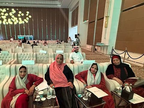 Sudanese twins Samah and Hiba (left and second right)