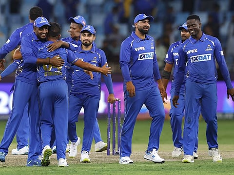 MI Emirates win during the final of the DP World International League T20 against Dubai Capitals held at the Dubai International Stadium in February.