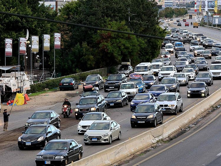 People drive on the highway between Sidon and Tyre 