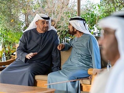 President His Highness Shaikh Mohammad Bin Zayed Al Nahyan met with His Highness Shaikh Mohammad Bin Rashid Al Maktoum, Vice-President and Prime Minister of the UAE and Ruler of Dubai, in October at Al Marmoom in Dubai. The leaders discussed a number of topics related to the UAE’s continued progress and ways to advance the aspirations of the nation and its people