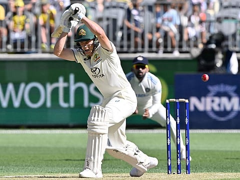 Australia's Nathan McSweeney in action during the first day of the first Test cricket match against India at the Optus Stadium in Perth on November 22.