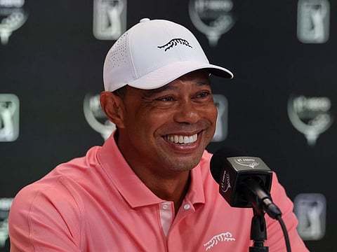 Tiger Woods speaks to the media at a press conference prior to the Hero World Challenge 2024 at Albany Golf Course in Nassau, Bahamas, on Tuesday.