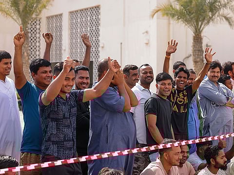 Workers participating in the 53rd Eid Al Etihad celebrations in the UAE. 