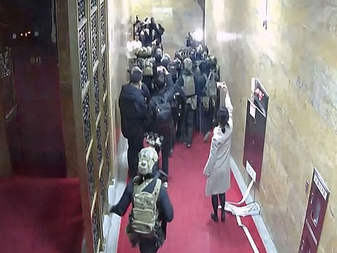 South Korea troops entering the parliament building in Seoul during President Yoon Suk Yeol's short-lived attempt to impose martial law.