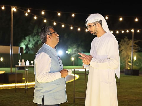 IGF Founder and CEO, Manoj Ladwa, with Omar bin Sultan Al Olama, UAE’s Minister of State for Artificial Intelligence, Digital Economy, and Remote Work Applications, at Disruptors in the Desert