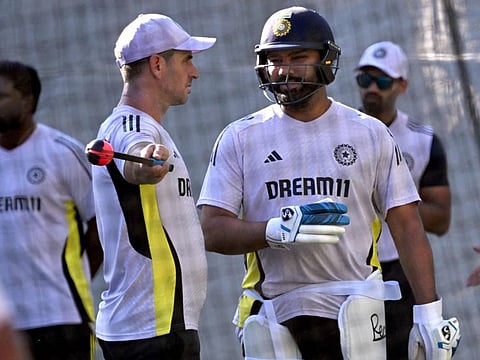 India's captain Rohit Sharma during a training session at the Adelaide Oval in Adelaide on Thursday.