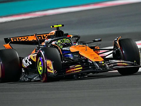 McLaren's British driver Lando Norris drives during the qualifying session ahead of the Abu Dhabi Formula One Grand Prix at the Yas Marina Circuit in Abu Dhabi.