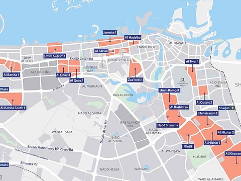 The 19 areas that will get new road connections in Dubai.