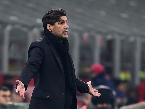 AC Milan's Portuguese headcoach Paulo Fonseca reacts during the Italian Serie A football match between AC Milan and Genoa at the San Siro Stadium in Milan, on December 15, 2024. 