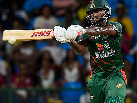 Bangladesh batter Jaker Ali belted six sixes and three fours in his unbeaten 72 off just 41 balls in the third Twenty20 against the West Indies.