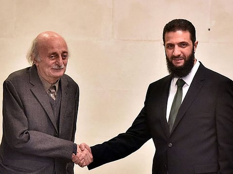 Walid Junblatt (left) is the first Lebanese figure to meet Sharaa since his Islamist group Hayat Tahrir Al Sham (HTS) and allied rebel factions launched a lightning offensive last month.