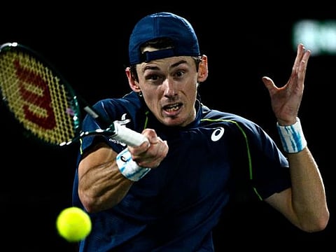Australia's Alex De Minaur in action against Britain's Jack Draper during their men's singles round of 16 match on day four of the Paris ATP Masters 1000 tennis tournament at the Accor Arena in Paris on October 31.