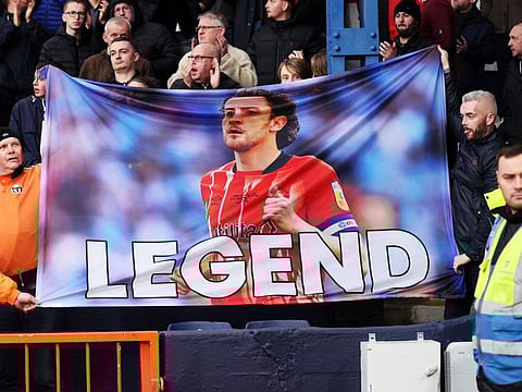 Fans hold a banner in the stands to support of Luton Town's Tom Lockyer during a Premier League against Newcastle United on December 23.