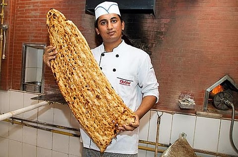 The perforated sangak bread at the new Abshar restaurant makes for a perfect accompaniment to plates of mezze. 