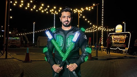 Humaid's main interests are on flow arts, lasers, lights and fire shows 