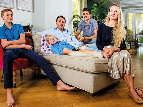 From left: Nicholas, Oliver, Ricardo, Philip and Ivana Silva. The Silva family is trying to ensure the boys are expressive of their emotions 