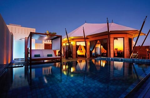 Every villa in the Banyan Tree Ras Al Khaimah Beach is designed to look like a Bedouin-style tent and comes with its own private pool.  