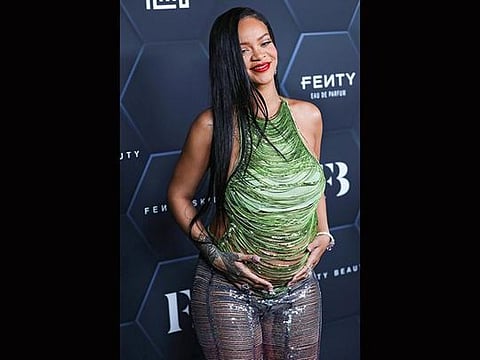 Rihanna is so at ease with her new shape that she doesn’t feel the need to modify her habitually provocative style of dressing 