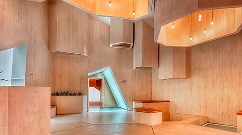 The Musalla, designed by architecture firm Cebra, provides soothing, secluded oases for prayers without visual disturbances 