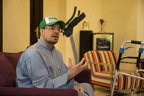 Darwaish Abdulrazak Mohammed Al Bastaki at home. He uses diet and exercise to manage the symptoms of multiple sclerosis. 
