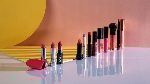 From left: Guerlain Rouge G De Guerlain The Lipstick Shade and Customisable Lipstick Case with Mirror (Neon-Ista), Dh220, Bloomingdale’s; & Other Stories Colour Ultra Matt Lip Colour, Dh85, & Other Stories; NYX Matte Lipstick, Dh37, NYX Store, The Dubai Mall; Kat Von D Studded Kiss Lipstick, Dh95, Sephora; Fenty Beauty by Rihanna Mattemoisselle Plush Matte Lipstick, Dh95, Sephora; Sephora Color Lip Last Lipstick, Dh61, Sephora; NYX Soft Matte Lip Cream, Dh37, NYX Store, The Dubai Mall; Klara Kissproof Lips Liquid Matte Lipstick, Dh73, Lifestyle; Tarte Tarteist Creamy Matte Lip Paint, Dh95, Sephora; Karl Lagerfeld + ModelCo Lip Lights Liquid Matte Lipstick with built-in lights and mirror, Dh103, Bloomingdale’s; Laura Mercier Velour Extreme Matte Lipstick, Dh137, Bloomingdale’s; Make Up Revolution Retro Luxe Matte Reign Lip Contour Kit Liquid Lipstick (comes with a lip liner), Dh76, Lifestyle 