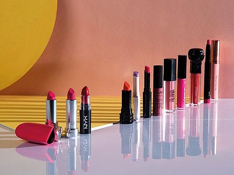 From left: Guerlain Rouge G De Guerlain The Lipstick Shade and Customisable Lipstick Case with Mirror (Neon-Ista), Dh220, Bloomingdale’s; & Other Stories Colour Ultra Matt Lip Colour, Dh85, & Other Stories; NYX Matte Lipstick, Dh37, NYX Store, The Dubai Mall; Kat Von D Studded Kiss Lipstick, Dh95, Sephora; Fenty Beauty by Rihanna Mattemoisselle Plush Matte Lipstick, Dh95, Sephora; Sephora Color Lip Last Lipstick, Dh61, Sephora; NYX Soft Matte Lip Cream, Dh37, NYX Store, The Dubai Mall; Klara Kissproof Lips Liquid Matte Lipstick, Dh73, Lifestyle; Tarte Tarteist Creamy Matte Lip Paint, Dh95, Sephora; Karl Lagerfeld + ModelCo Lip Lights Liquid Matte Lipstick with built-in lights and mirror, Dh103, Bloomingdale’s; Laura Mercier Velour Extreme Matte Lipstick, Dh137, Bloomingdale’s; Make Up Revolution Retro Luxe Matte Reign Lip Contour Kit Liquid Lipstick (comes with a lip liner), Dh76, Lifestyle 