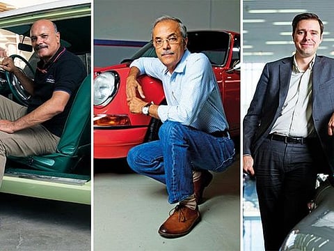 (From left) Hany Sharafeldin, Vijayan Pillai and Miguel Llorente are always on the look out for vintage cars on the market 