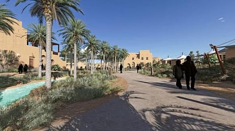 The Al Badayer Oasis Lodge offers panoramic views of the desert 