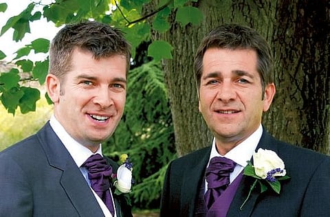 Angus, left, with Steve. 