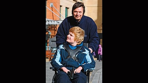 Ian’s 26-year-old son Kit is severely disabled and resides in a care facility close to the family home in Edinburgh 