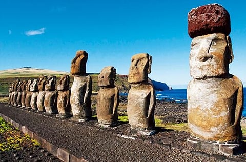 Easter Island’s moai statues are carved from
volcanic rock believed to be around 1,000 years old. 