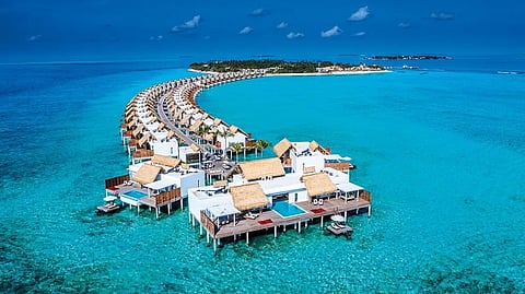 The clock’s tick-tock is silenced by the leisurely pace of life on the resort’s 20-hectare island, comprising 60 Beach Villas and 60 Water Villas 