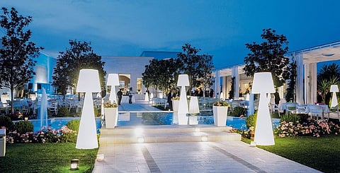 Funky oversized Pivot floor lamps from Italian brand Slide available at desert river 