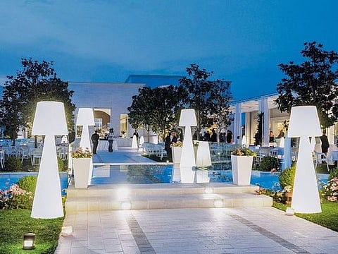 Funky oversized Pivot floor lamps from Italian brand Slide available at desert river 