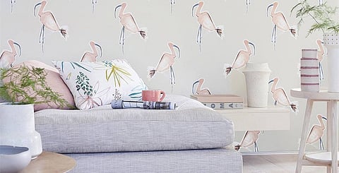 Sassy pastel pink flamingos on this Scion wallpaper from the new Zanzibar collection add character to the subtle shades.
