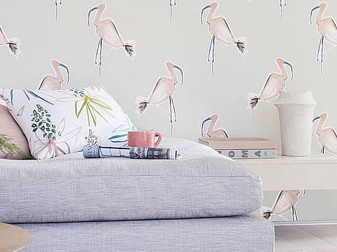 Sassy pastel pink flamingos on this Scion wallpaper from the new Zanzibar collection add character to the subtle shades.