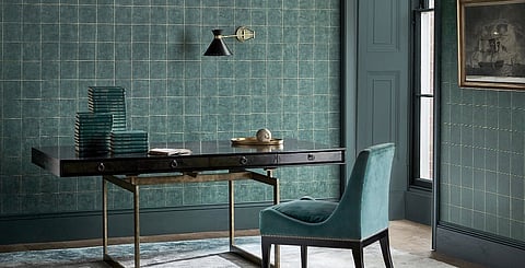 Piastrella Huntsman Green wallpaper by Zoffany has a rich effect 