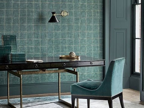 Piastrella Huntsman Green wallpaper by Zoffany has a rich effect 