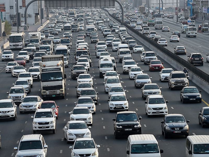 Heavy Traffic Between Dubai and Sharjah: Slow-Moving Congestion on ...
