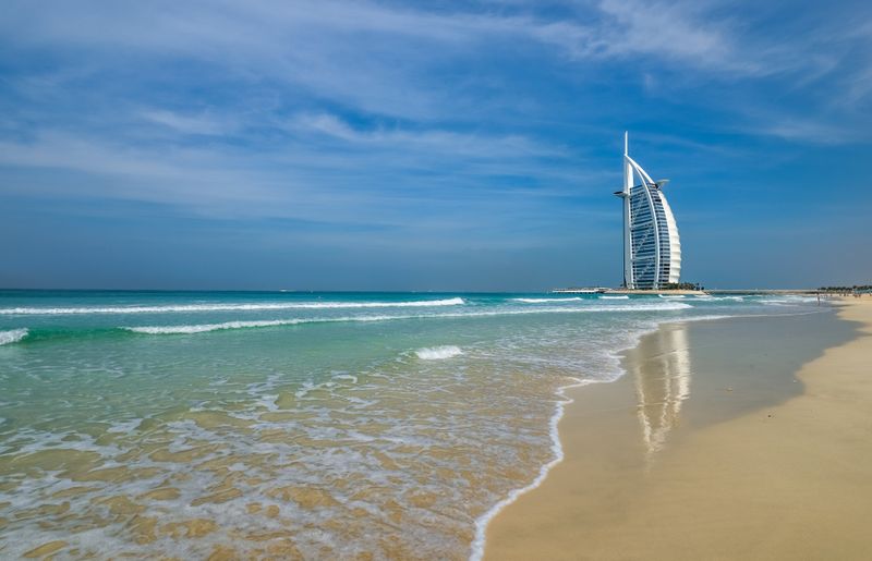 Dubai beach Eid weekend morning