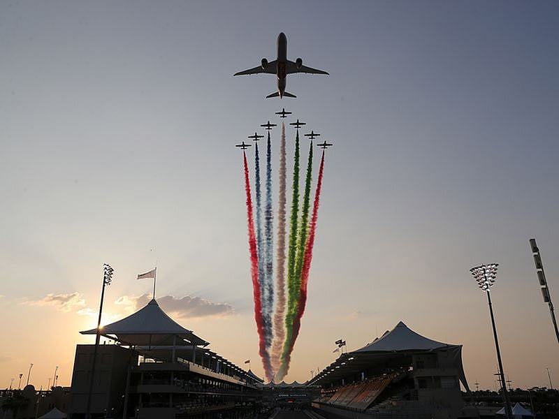 The Etihad fly-past marked the beginning of the F1 Abu Dhabi Grand Prix at Yas Island in December 2020