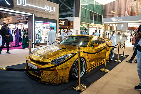 $1 million gold-plated car shines at Sharjah watch and jewellery show